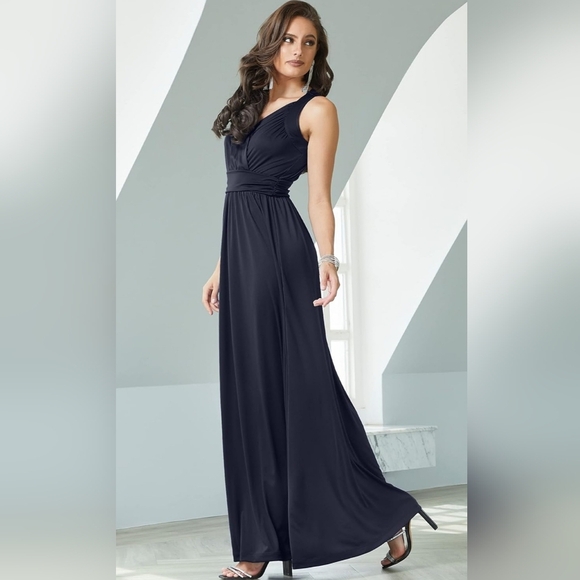 KOH KOH Navy Blue XL Sleeveless Maxi Gown | Bridesmaid, Evening, Formal - Picture 3 of 10